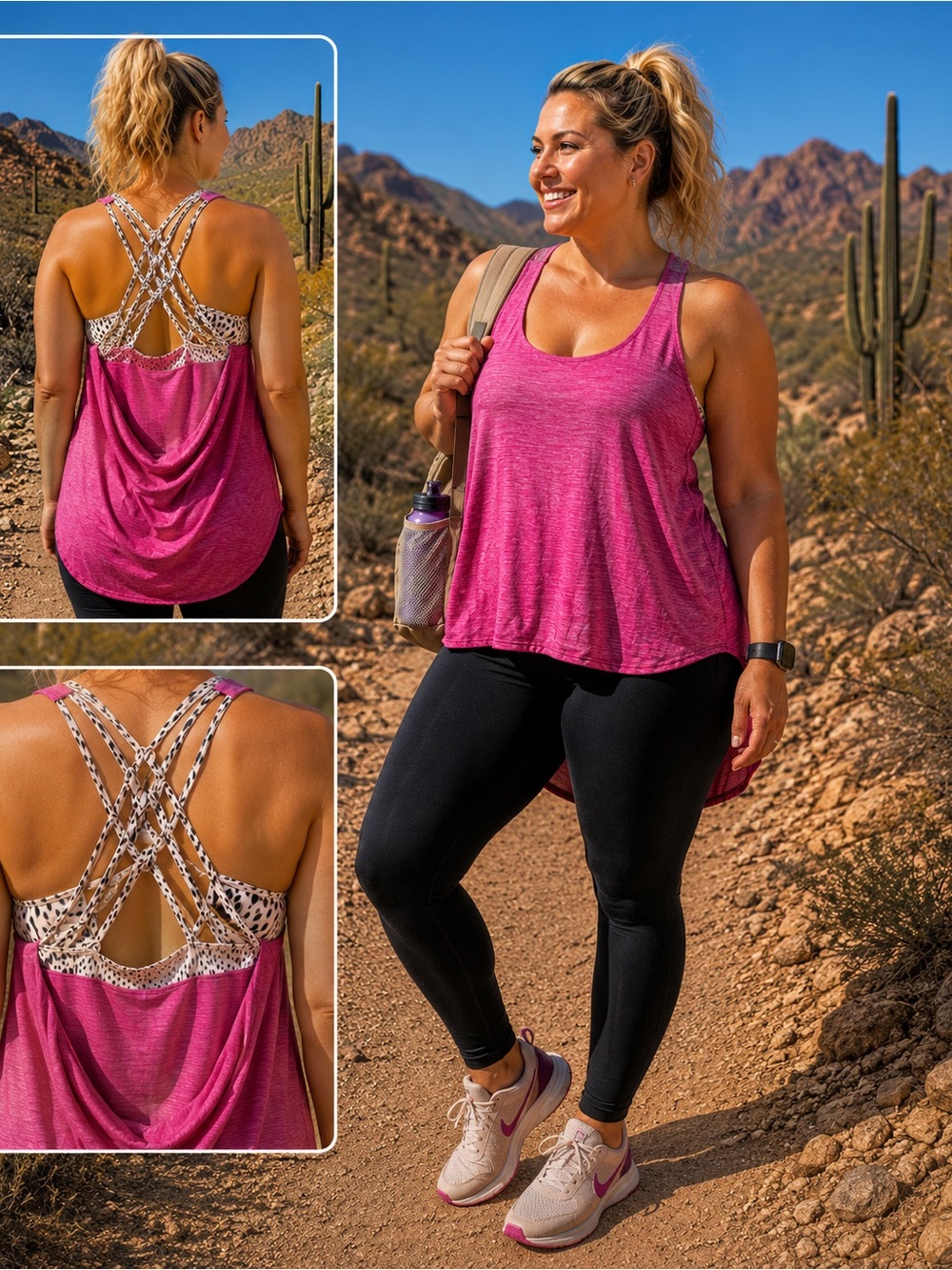 Women’s Pink Tank Top with Strappy Back